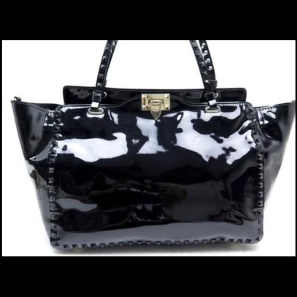 Black Patent Leather Tote Bag valentino bag